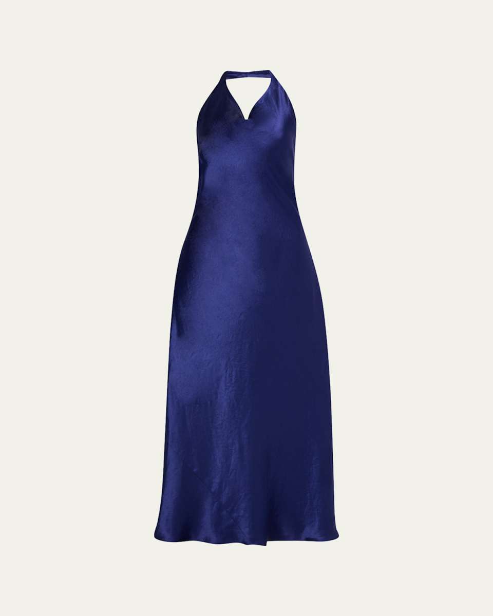Satin Cowl-Neck Maxi Dress